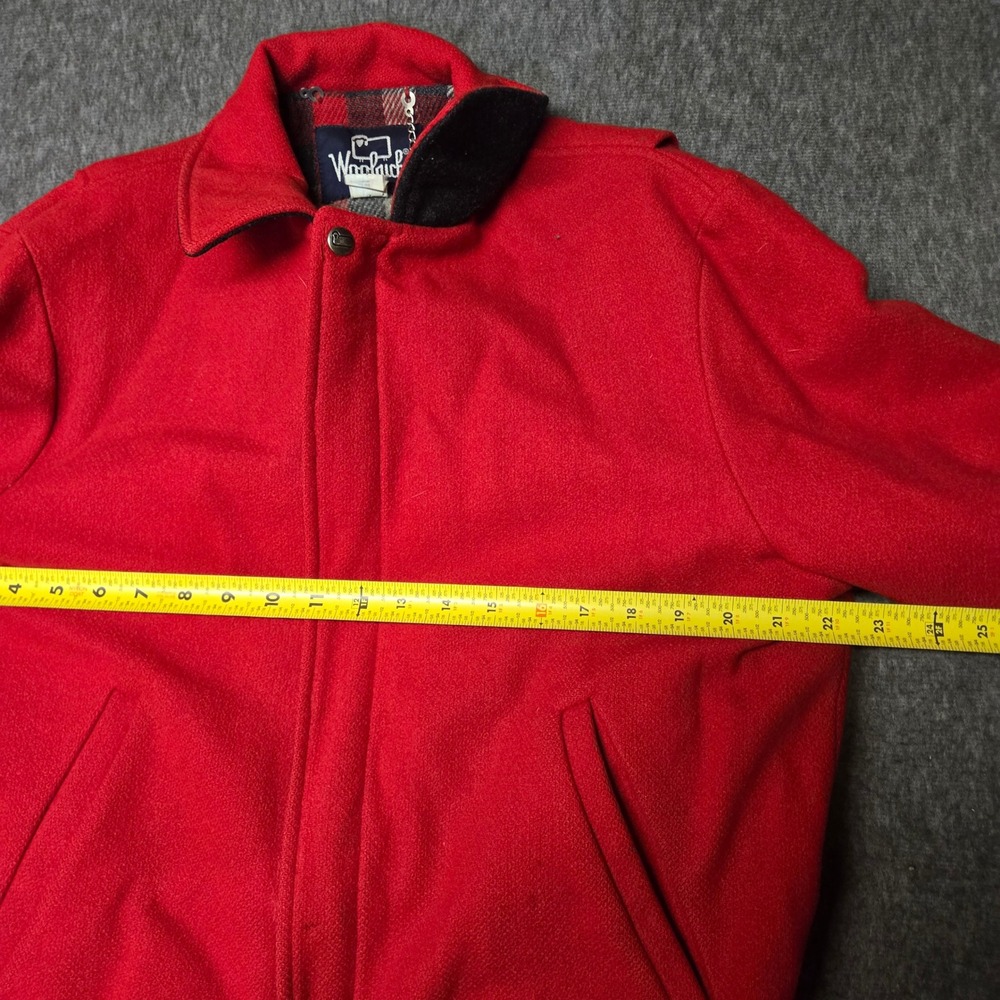 Vintage Woolrich Bomber Jacket Mens Medium Wool Red Plaid Blanket Lined USA - Picture 5 of 7